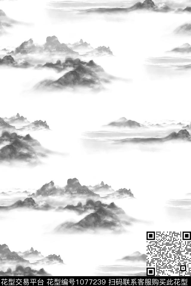 数码华亿平台定位花清爽底花卉数码印花华亿平台下载（图片编号: 1077239） - 瓦栏（Walan）