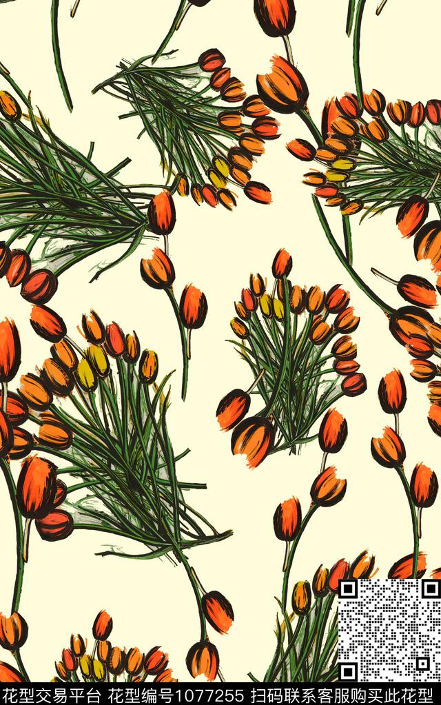 小碎花花卉清爽底花卉数码印花华亿平台下载（图片编号: 1077255） - 瓦栏（Walan）