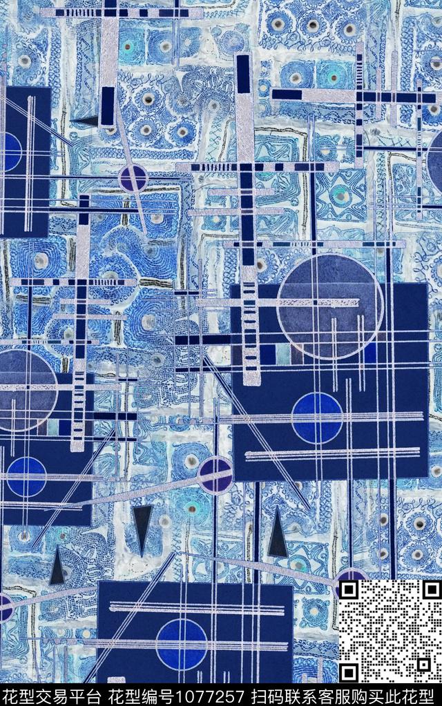 线条抽象几何数码印花华亿平台下载（图片编号: 1077257） - 瓦栏（Walan）