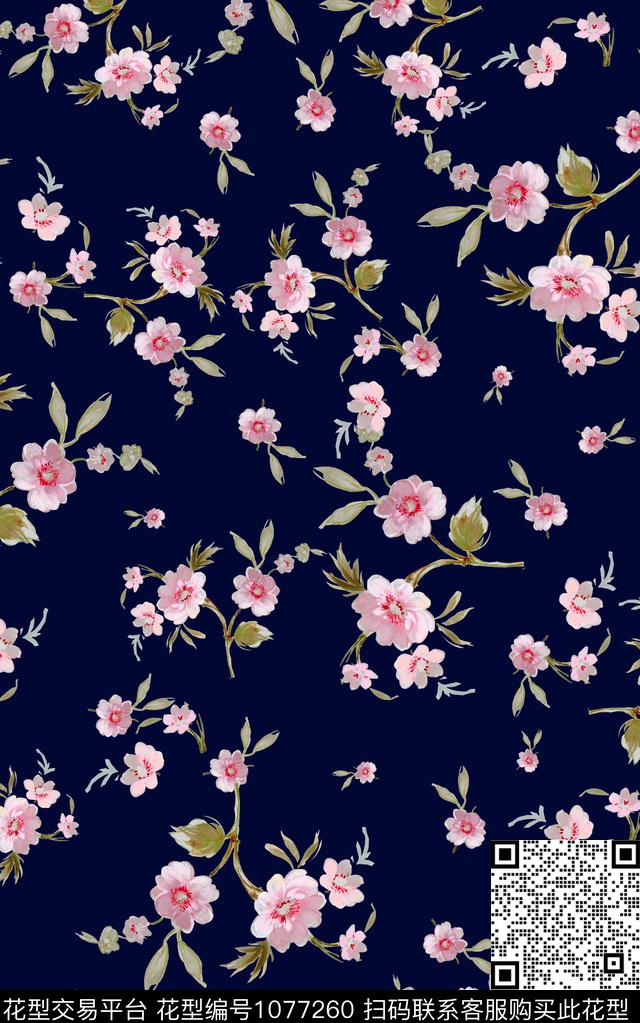小碎花花卉清爽底花卉数码印花华亿平台下载（图片编号: 1077260） - 瓦栏（Walan）