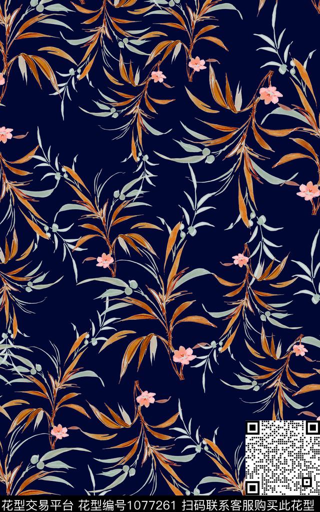 小碎花花卉清爽底花卉数码印花华亿平台下载（图片编号: 1077261） - 瓦栏（Walan）