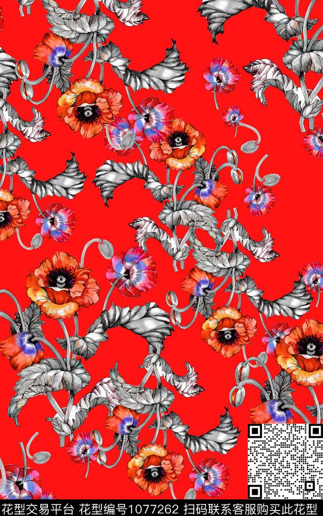 小碎花花卉清爽底花卉数码印花华亿平台下载（图片编号: 1077262） - 瓦栏（Walan）