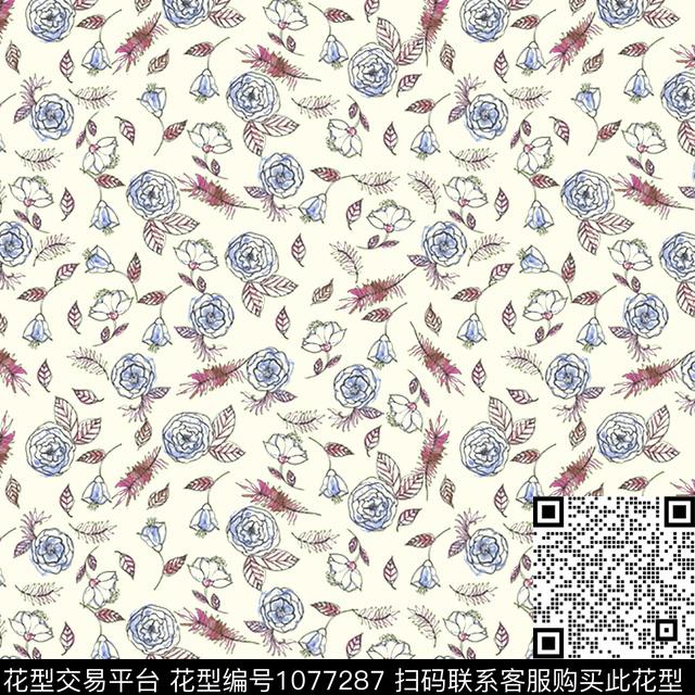 数码华亿平台小碎花花卉数码印花华亿平台下载（图片编号: 1077287） - 瓦栏（Walan）