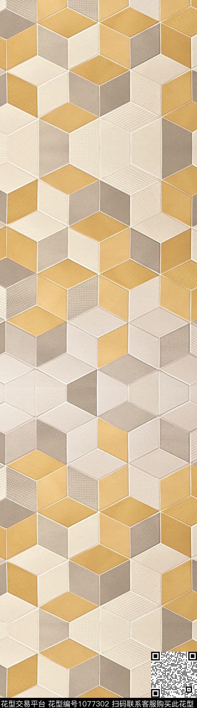 素雅几何大牌风数码印花华亿平台下载（图片编号: 1077302） - 瓦栏（Walan）