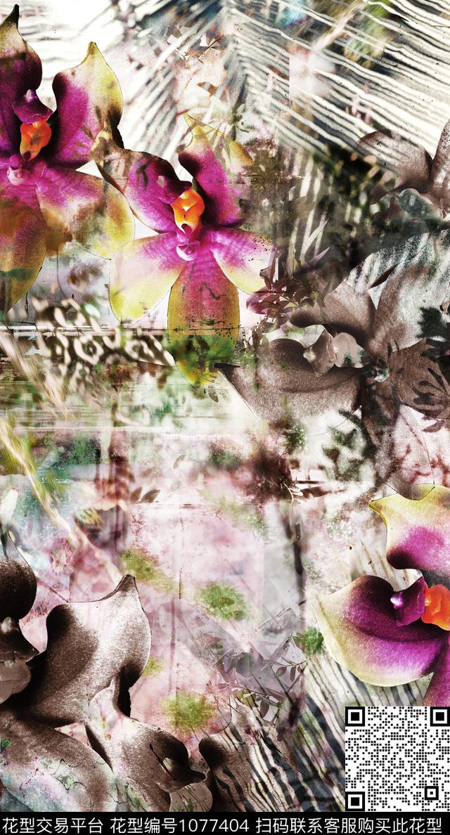 数码华亿平台民族风花卉数码印花华亿平台下载（图片编号: 1077404） - 瓦栏（Walan）