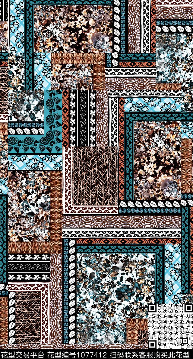 数码华亿平台民族风佩斯利数码印花华亿平台下载（图片编号: 1077412） - 瓦栏（Walan）