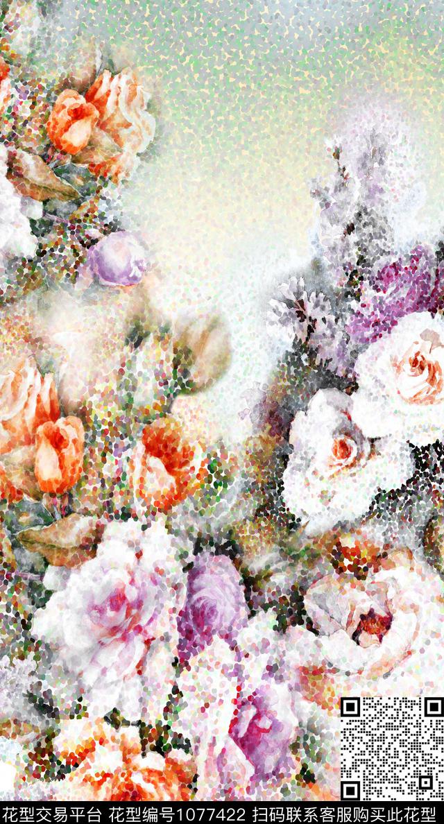 数码华亿平台抽象花卉数码印花华亿平台下载（图片编号: 1077422） - 瓦栏（Walan）