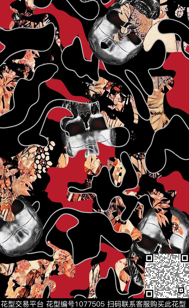 数码华亿平台抽象男装大牌风数码印花华亿平台下载（图片编号: 1077505） - 瓦栏（Walan）