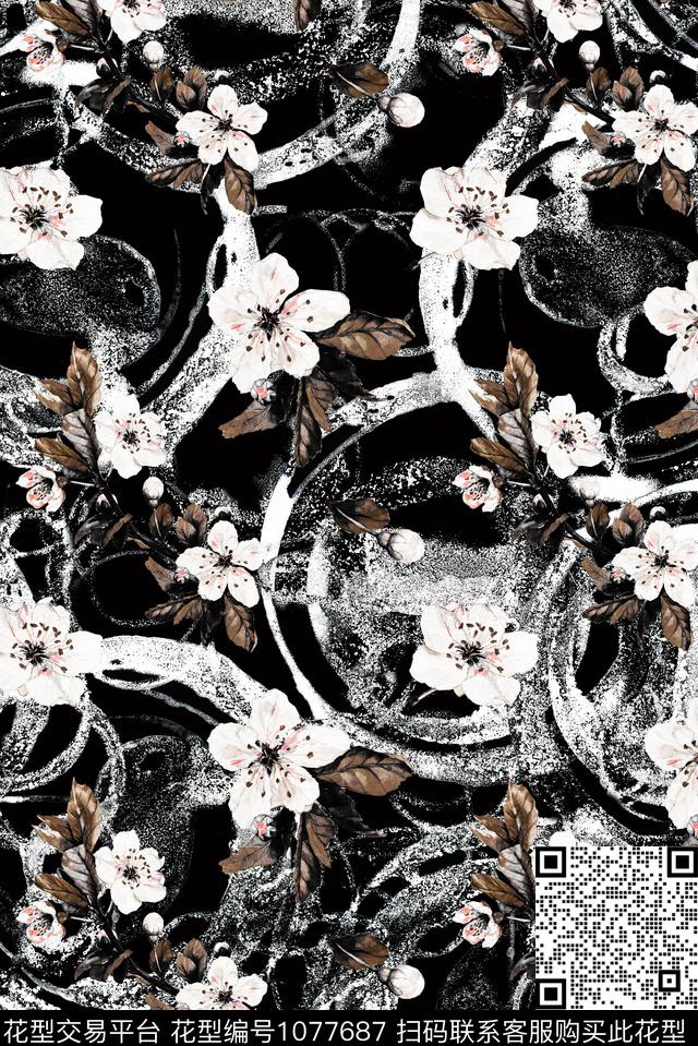 数码华亿平台民族风花卉数码印花华亿平台下载（图片编号: 1077687） - 瓦栏（Walan）