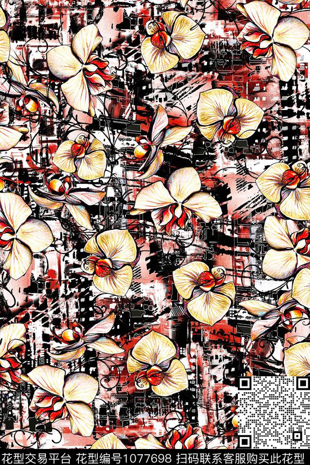 数码华亿平台民族风花卉数码印花华亿平台下载（图片编号: 1077698） - 瓦栏（Walan）