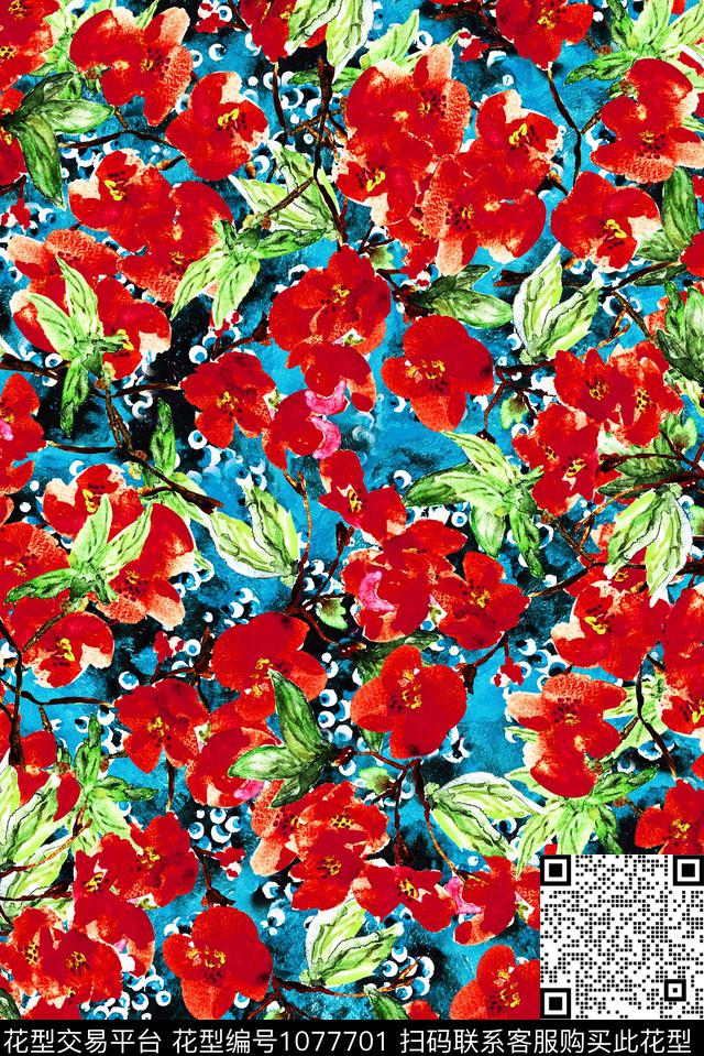 数码华亿平台民族风花卉数码印花华亿平台下载（图片编号: 1077701） - 瓦栏（Walan）