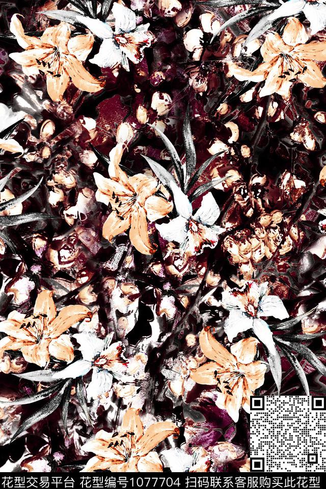 数码华亿平台民族风花卉数码印花华亿平台下载（图片编号: 1077704） - 瓦栏（Walan）