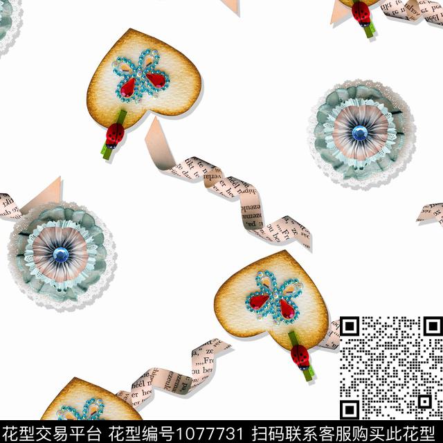 奢华抽象蝴蝶结数码印花华亿平台下载（图片编号: 1077731） - 瓦栏（Walan）