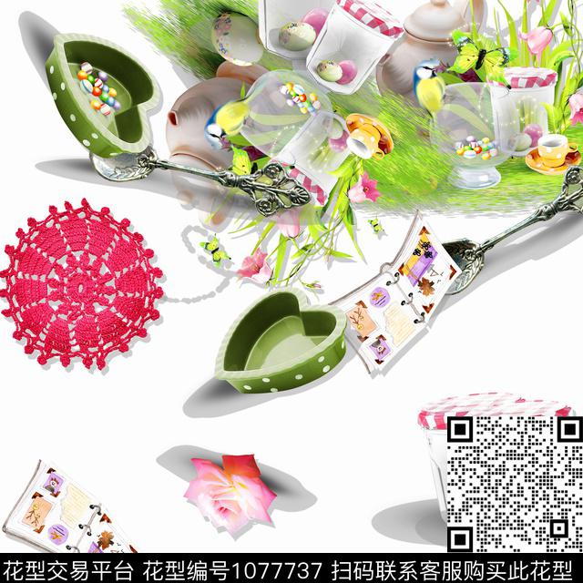 大花数码华亿平台抽象数码印花华亿平台下载（图片编号: 1077737） - 瓦栏（Walan）