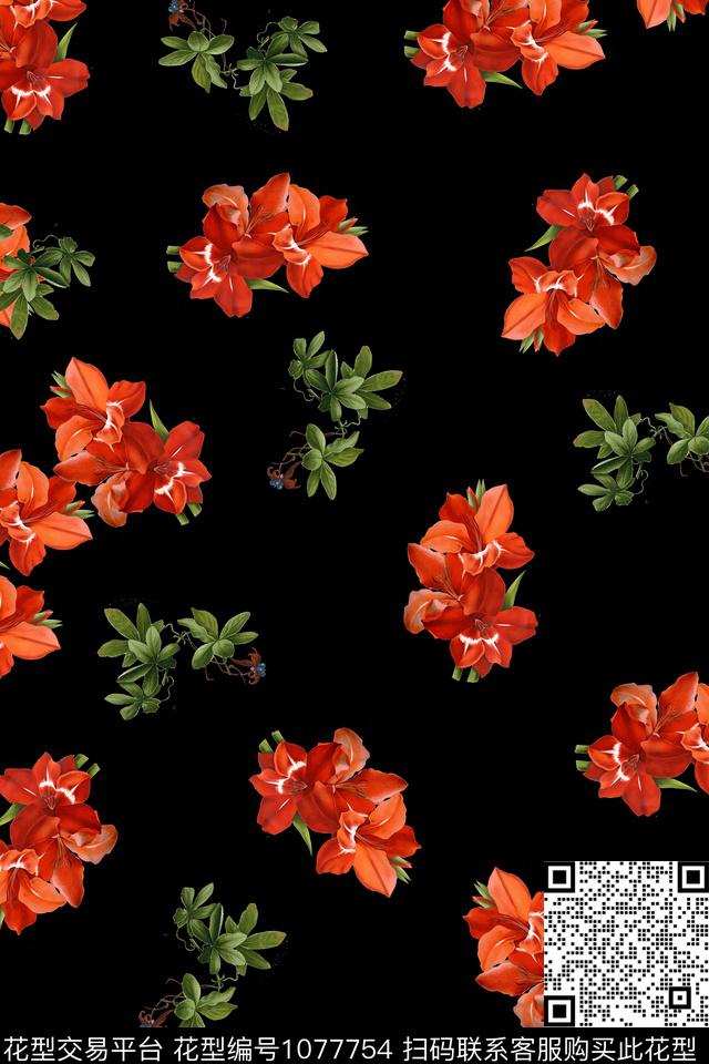 数码华亿平台定位花清爽底花卉数码印花华亿平台下载（图片编号: 1077754） - 瓦栏（Walan）