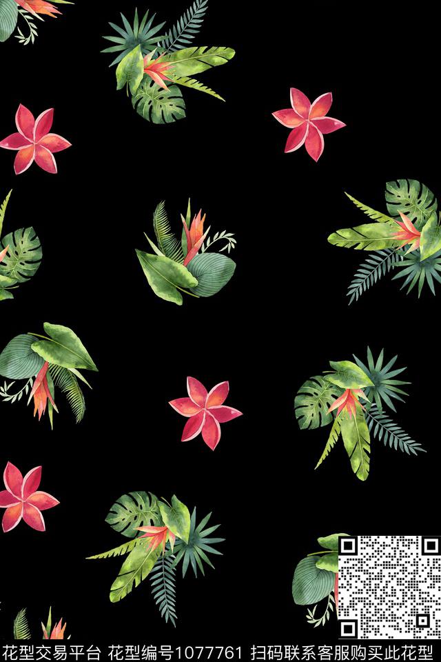 数码华亿平台定位花清爽底花卉数码印花华亿平台下载（图片编号: 1077761） - 瓦栏（Walan）