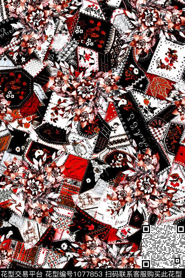 数码华亿平台几何佩斯利数码印花华亿平台下载（图片编号: 1077853） - 瓦栏（Walan）