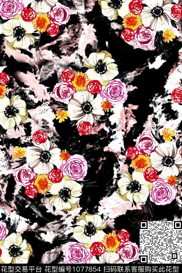 数码华亿平台民族风花卉数码印花华亿平台下载（图片编号: 1077854） - 瓦栏（Walan）