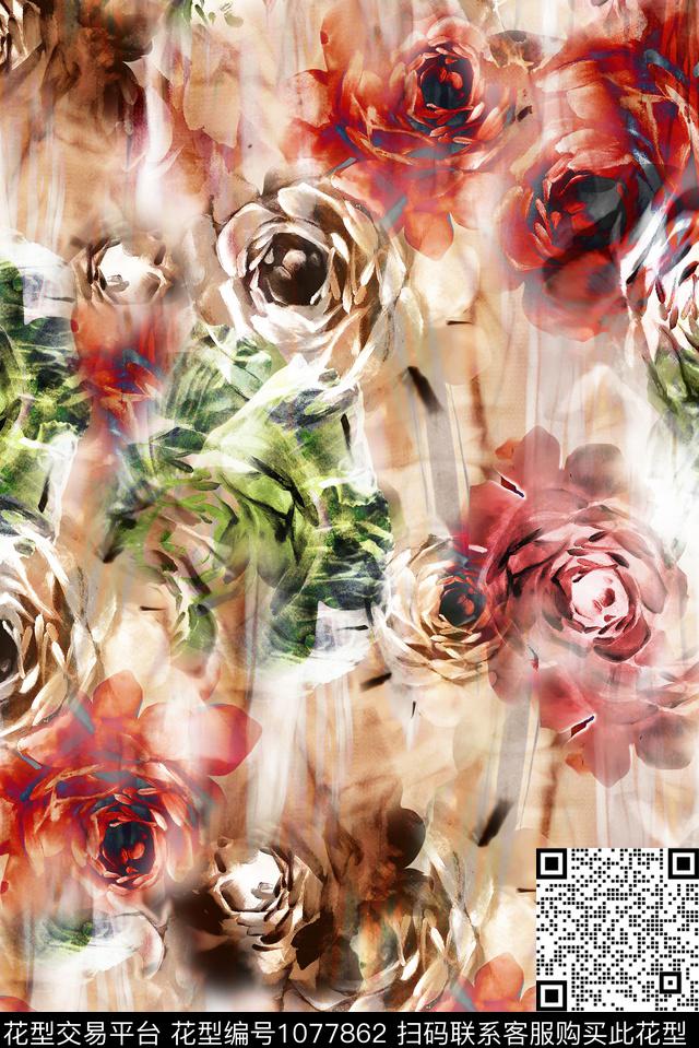 数码华亿平台民族风花卉数码印花华亿平台下载（图片编号: 1077862） - 瓦栏（Walan）