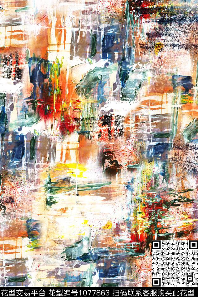 数码华亿平台抽象油画华亿平台数码印花华亿平台下载（图片编号: 1077863） - 瓦栏（Walan）