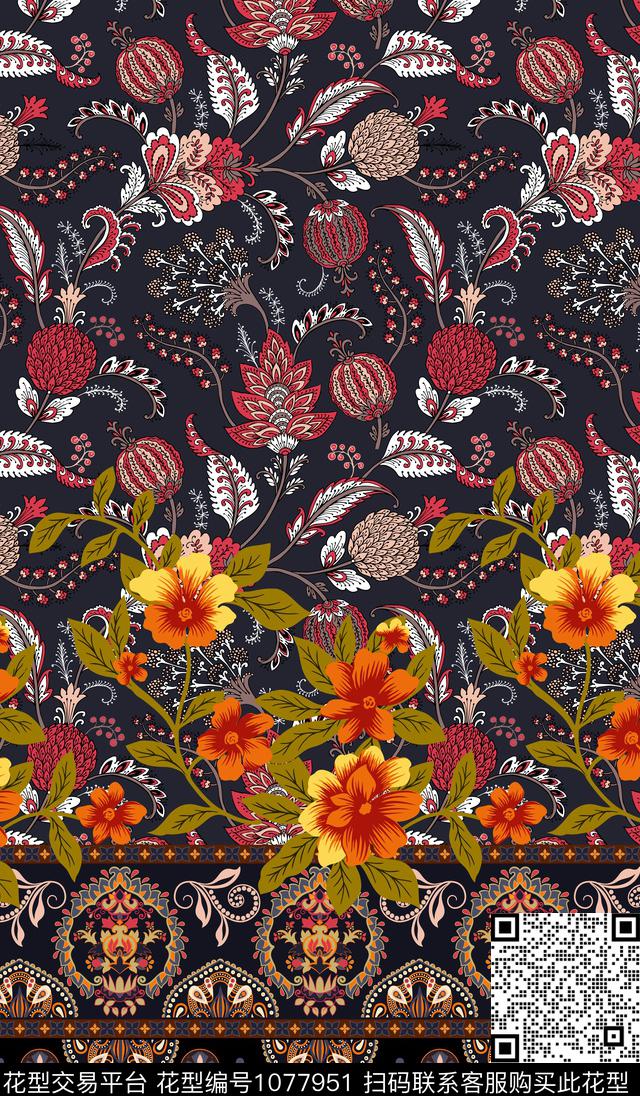 民族风定位花欧美数码印花华亿平台下载（图片编号: 1077951） - 瓦栏（Walan）