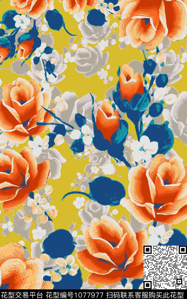 花卉大牌风欧美传统印花华亿平台下载（图片编号: 1077977） - 瓦栏（Walan）