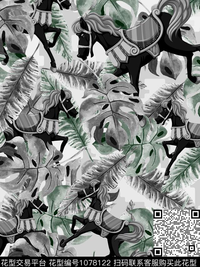 底纹马植物叶子数码印花华亿平台下载（图片编号: 1078122） - 瓦栏（Walan）