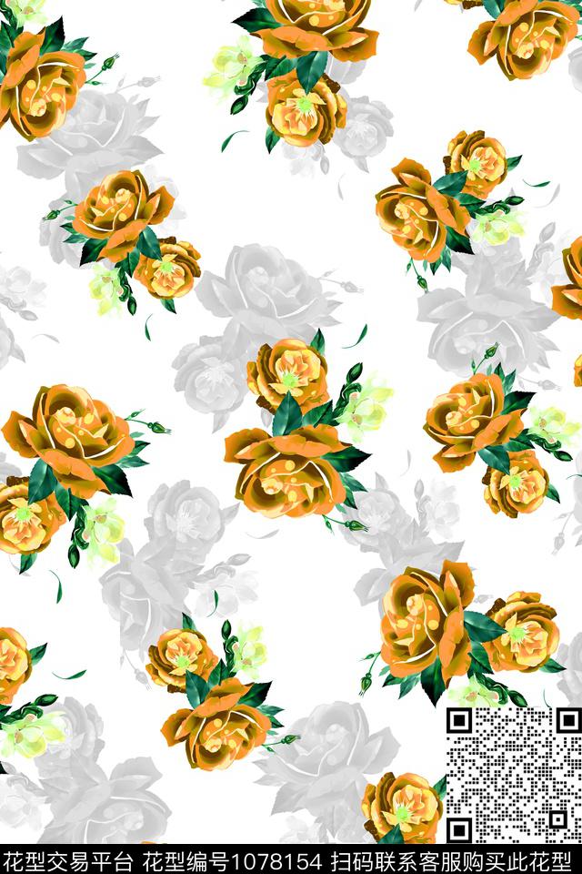 黑底花卉数码华亿平台民族风数码印花华亿平台下载（图片编号: 1078154） - 瓦栏（Walan）