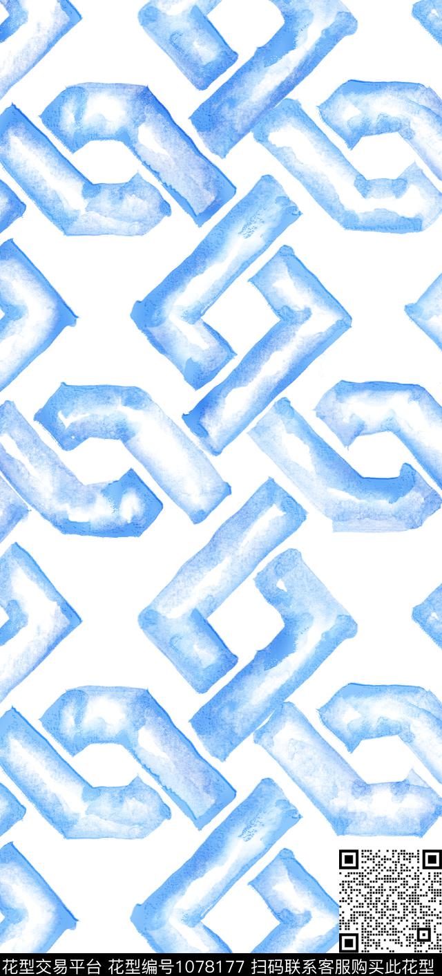 笔触几何欧美传统印花华亿平台下载（图片编号: 1078177） - 瓦栏（Walan）