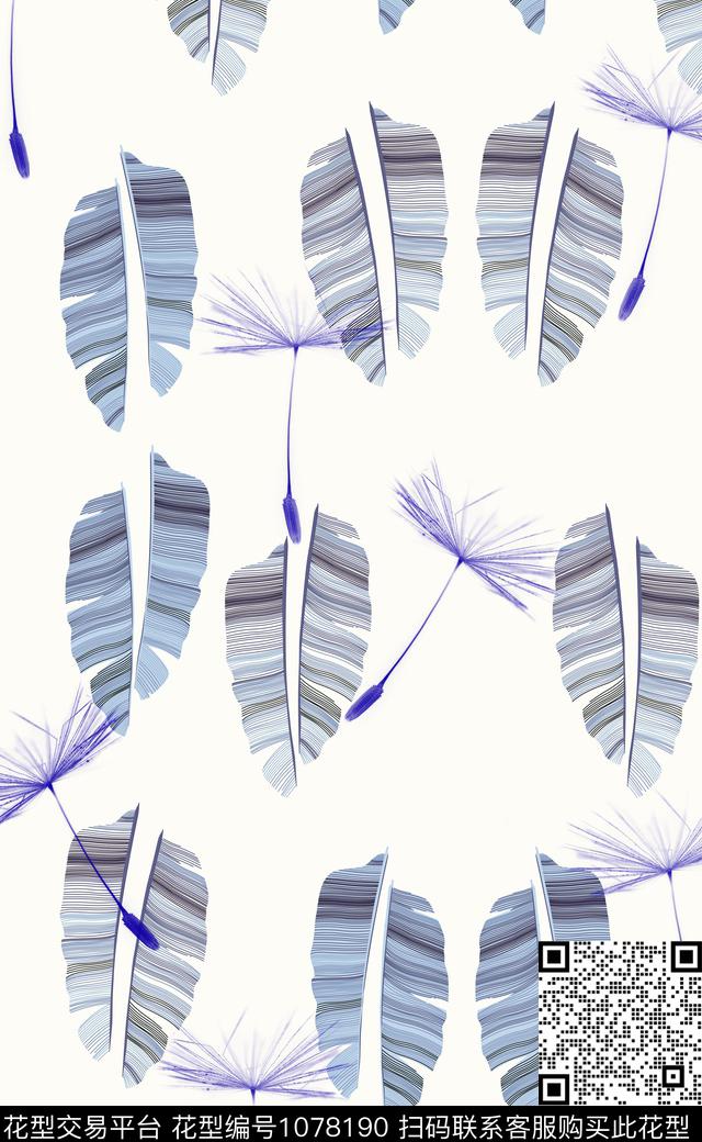 蒲公英花卉绿植树叶传统印花华亿平台下载（图片编号: 1078190） - 瓦栏（Walan）