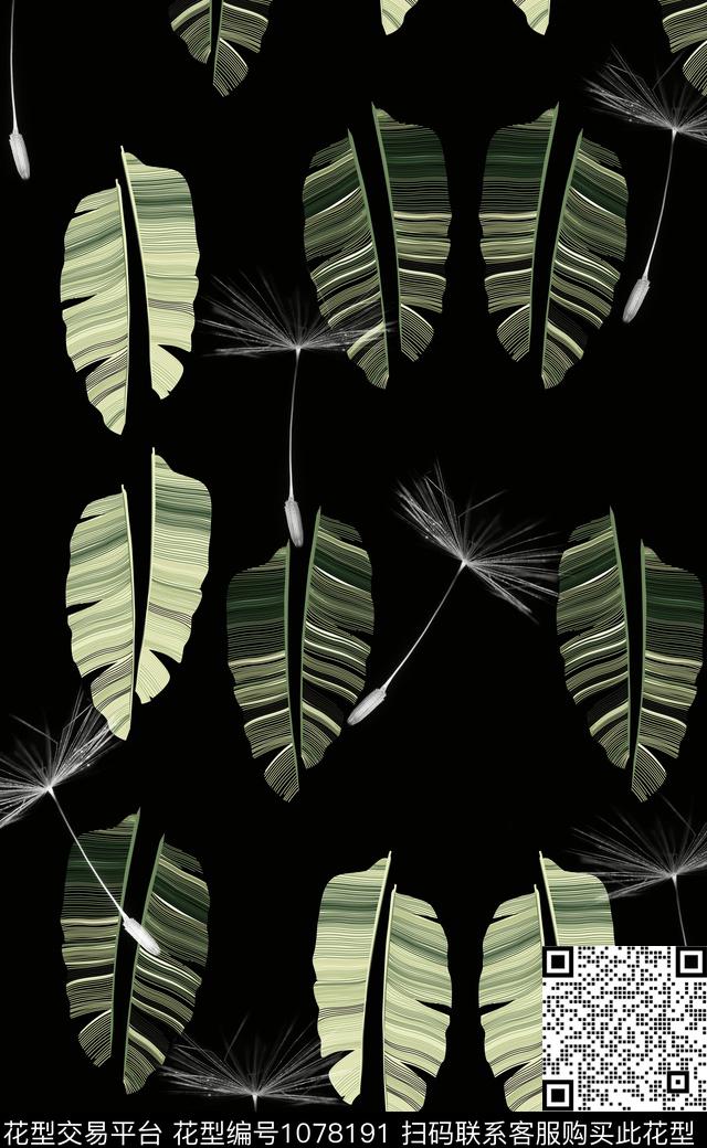 蒲公英花卉绿植树叶传统印花华亿平台下载（图片编号: 1078191） - 瓦栏（Walan）