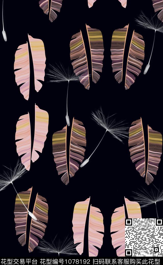 蒲公英花卉绿植树叶传统印花华亿平台下载（图片编号: 1078192） - 瓦栏（Walan）