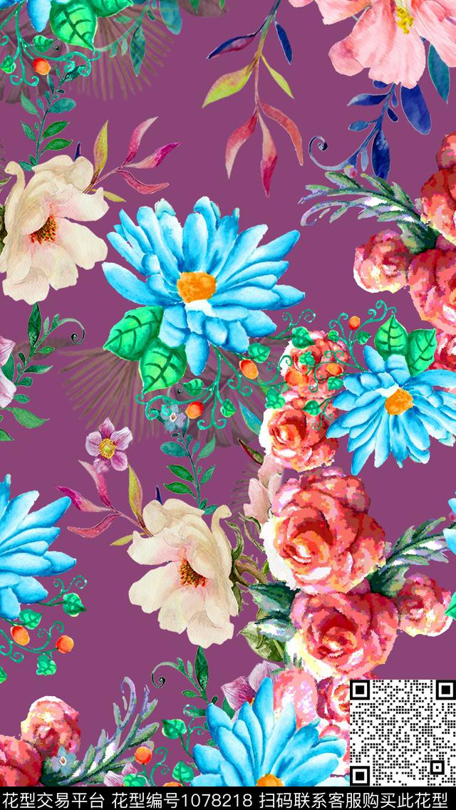数码华亿平台花卉女装数码印花华亿平台下载（图片编号: 1078218） - 瓦栏（Walan）