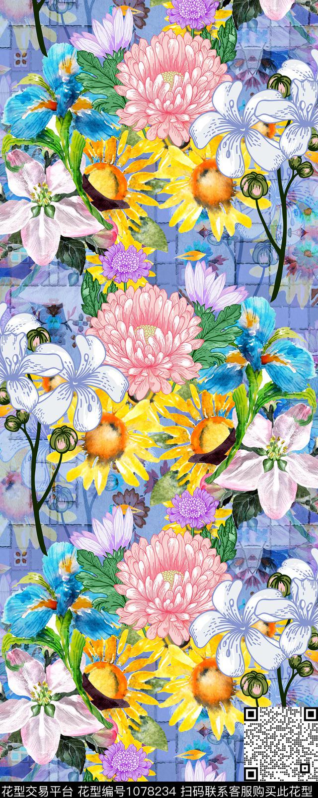 数码华亿平台花卉女装数码印花华亿平台下载（图片编号: 1078234） - 瓦栏（Walan）