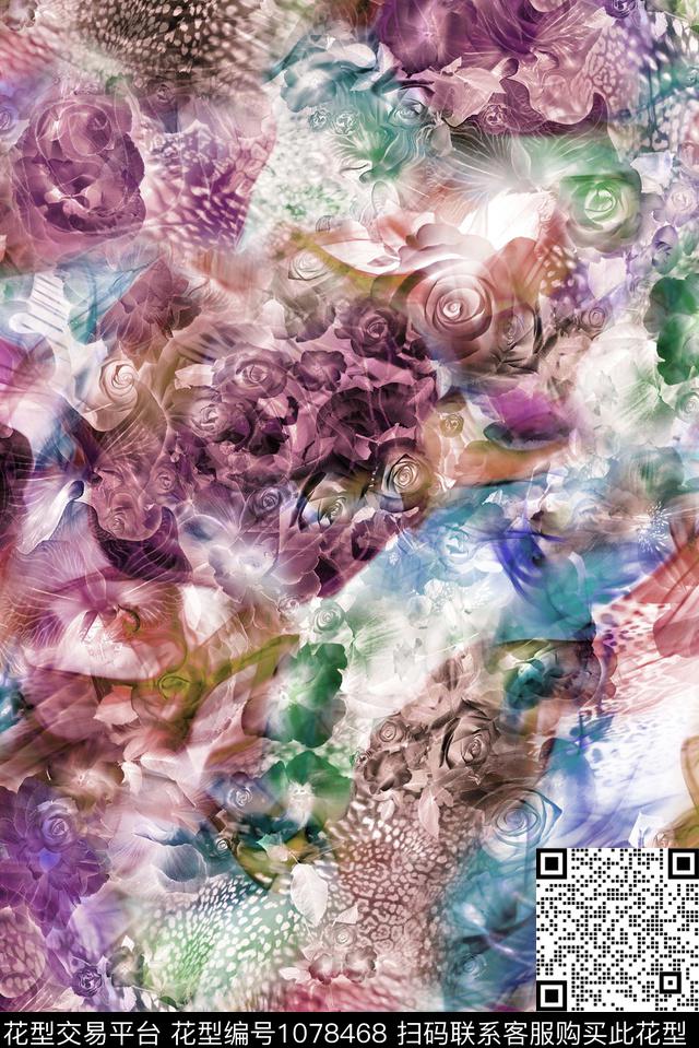 数码华亿平台民族风花卉数码印花华亿平台下载（图片编号: 1078468） - 瓦栏（Walan）