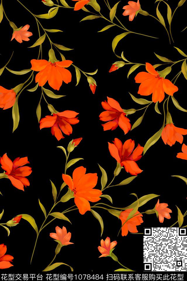 数码华亿平台小碎花水彩花卉数码印花华亿平台下载（图片编号: 1078484） - 瓦栏（Walan）