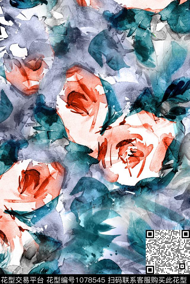 数码华亿平台花卉大牌风数码印花华亿平台下载（图片编号: 1078545） - 瓦栏（Walan）