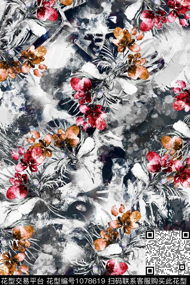 数码华亿平台民族风花卉数码印花华亿平台下载（图片编号: 1078619） - 瓦栏（Walan）