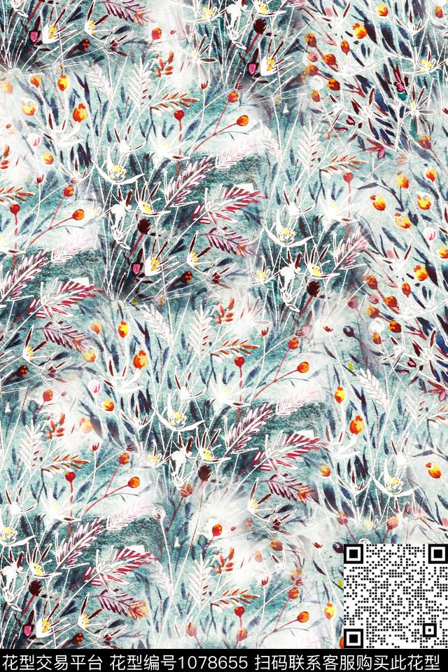 植物花卉数码印花华亿平台下载（图片编号: 1078655） - 瓦栏（Walan）