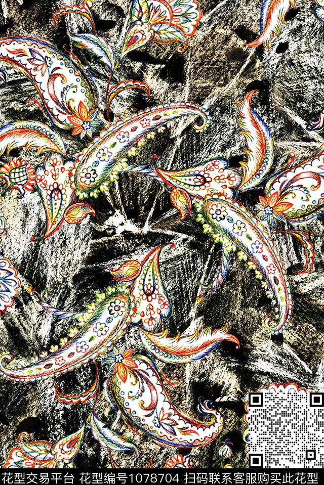 数码华亿平台民族风佩斯利数码印花华亿平台下载（图片编号: 1078704） - 瓦栏（Walan）