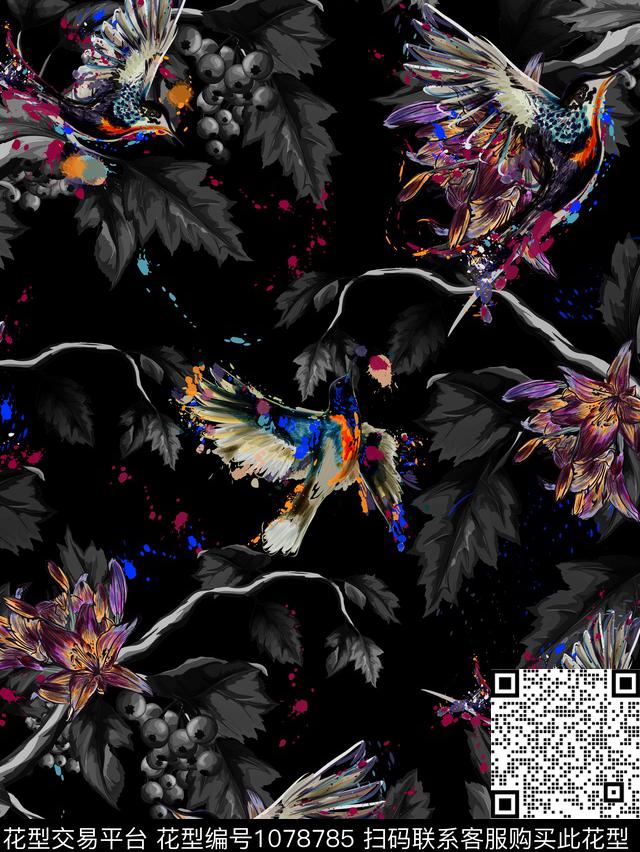 老鹰抽象男装肌理数码印花华亿平台下载（图片编号: 1078785） - 瓦栏（Walan）