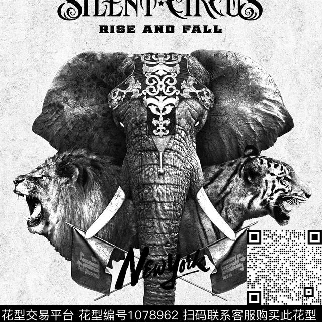 动物抽象潮牌数码印花华亿平台下载（图片编号: 1078962） - 瓦栏（Walan）