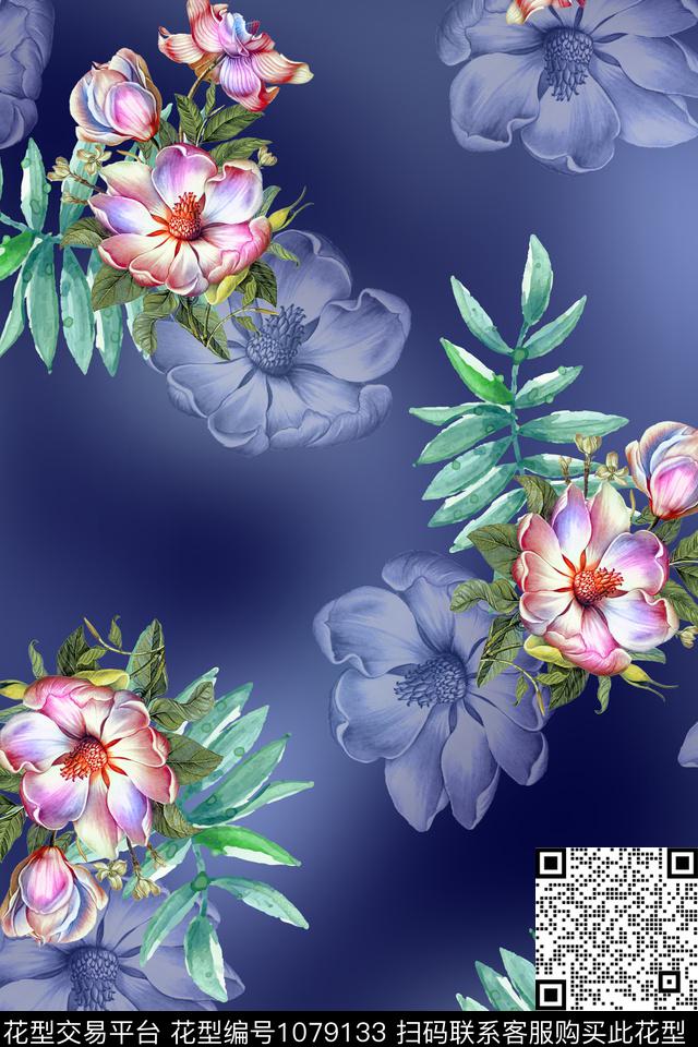 大花秋冬华亿平台花卉数码印花华亿平台下载（图片编号: 1079133） - 瓦栏（Walan）