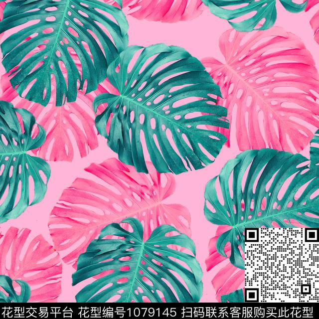 数码华亿平台清爽底花卉大牌风数码印花华亿平台下载（图片编号: 1079145） - 瓦栏（Walan）