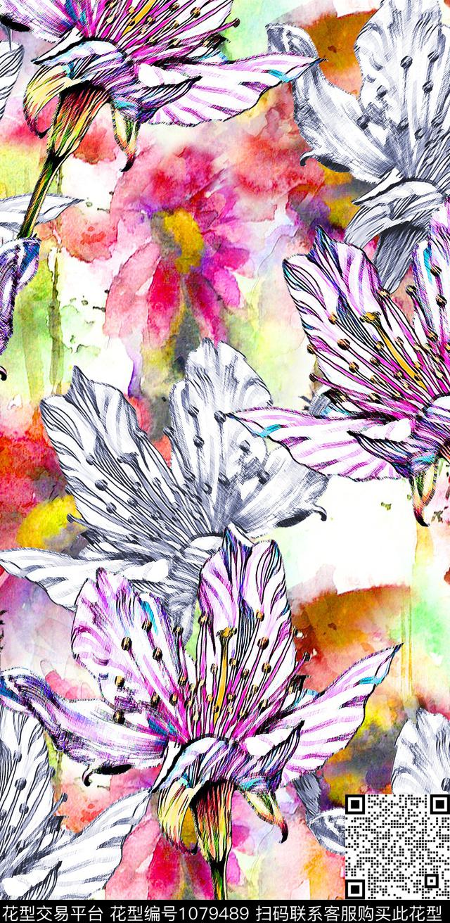 数码华亿平台植物花卉数码印花华亿平台下载（图片编号: 1079489） - 瓦栏（Walan）