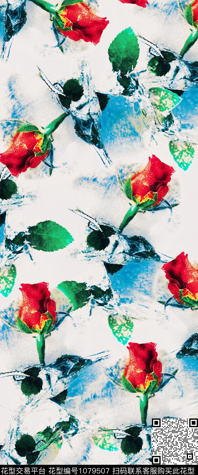 花卉大牌风清爽底花卉数码印花华亿平台下载（图片编号: 1079507） - 瓦栏（Walan）