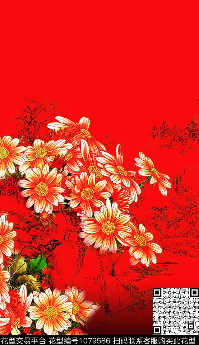 民族风定位花中国风数码印花华亿平台下载（图片编号: 1079586） - 瓦栏（Walan）