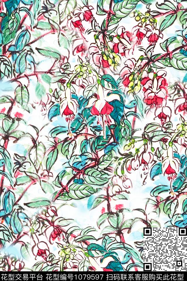数码华亿平台植物花卉数码印花华亿平台下载（图片编号: 1079597） - 瓦栏（Walan）