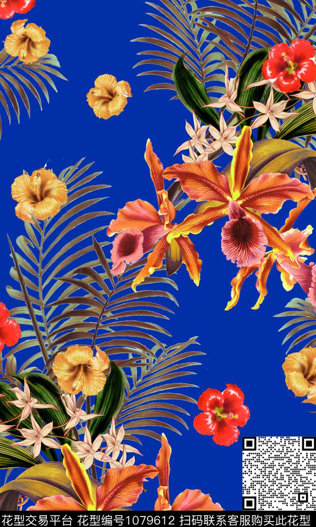 数码华亿平台花卉大牌风数码印花华亿平台下载（图片编号: 1079612） - 瓦栏（Walan）