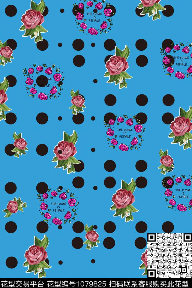 波点小碎花玫瑰花数码印花华亿平台下载（图片编号: 1079825） - 瓦栏（Walan）